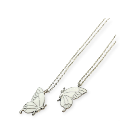necklace metallic silver butterflies1